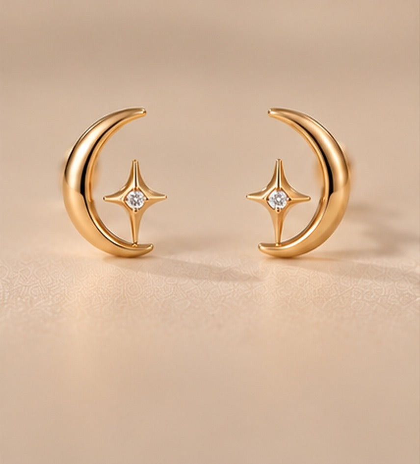 Moon & Star Studs front view